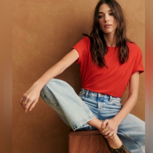 Sezane Tops - Sezane Red Short Sleeve Tee
